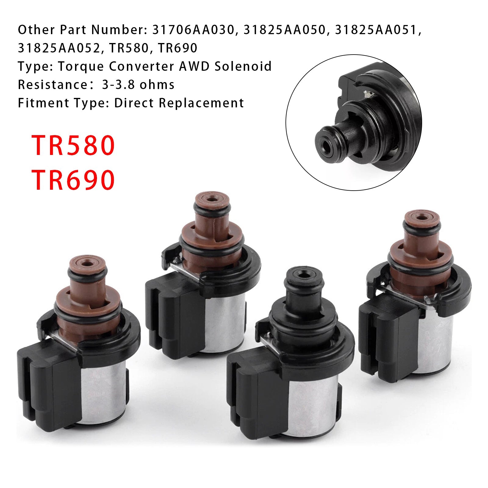 Subaru Lineartronic CVT TR580 TR690 4PCS Torque Converter AWD Solenoid