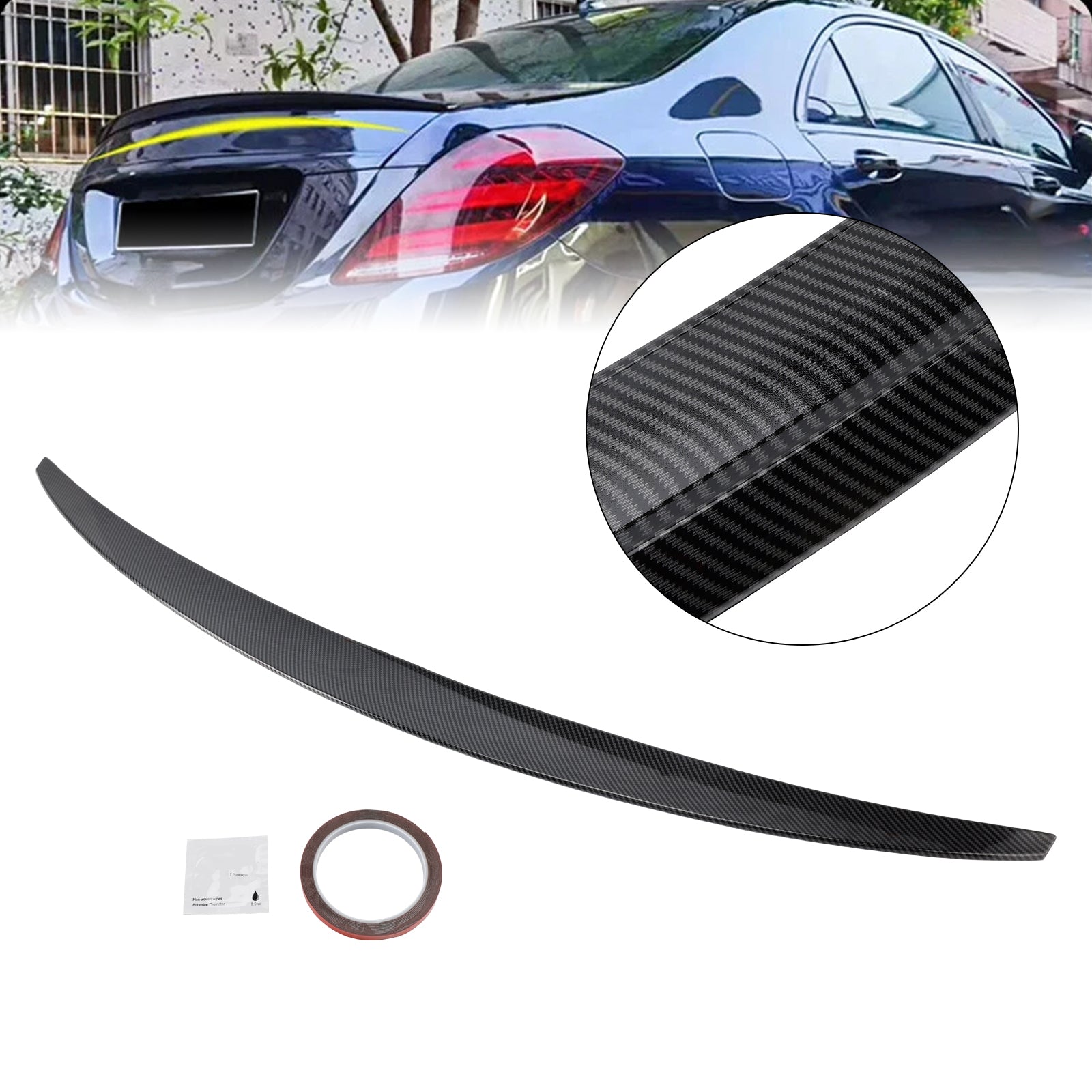 2014-2020 Mercedes-Benz S-Class W222 Carbon Fiber Look Rear Boot Spoiler