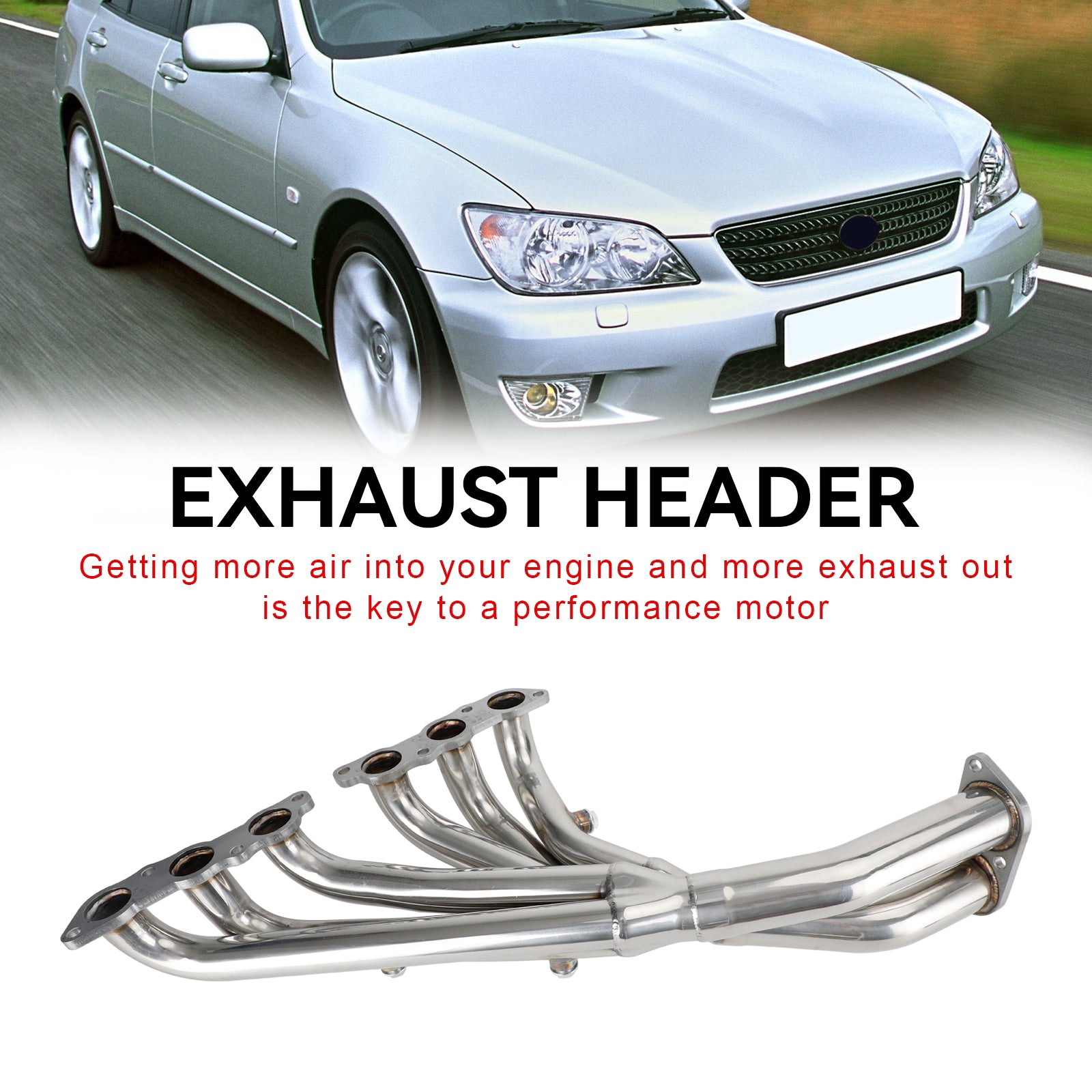 Stainless Headers Exhaust Fit Lexus IS300 2001-2005 Altezza XE10 3.0L L6 2JZ-GE