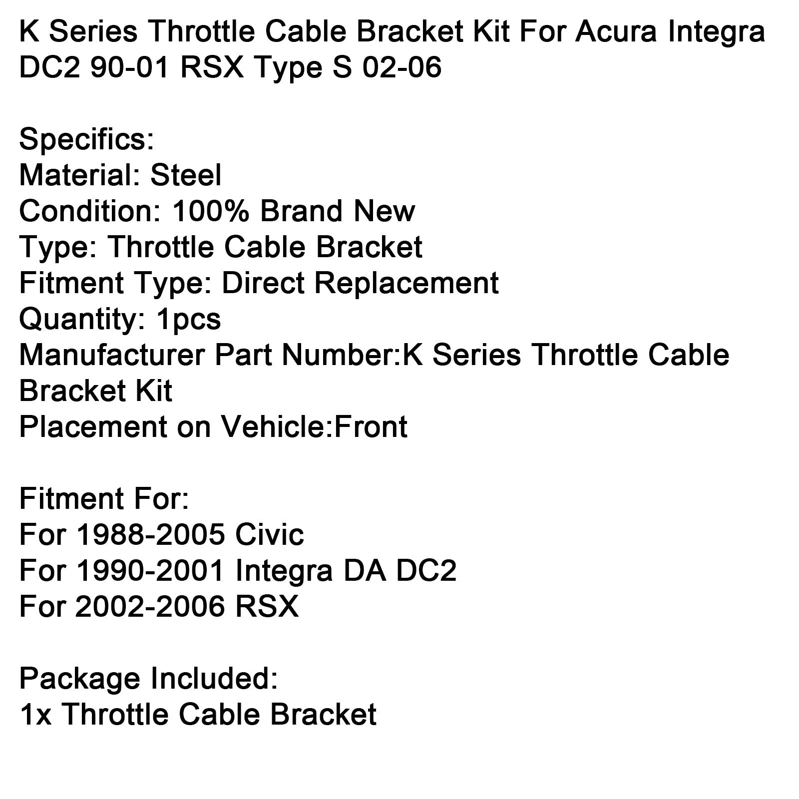 K Series Throttle Cable Bracket Kit For Acura Integra DC2 90-01 RSX Type S 02-06