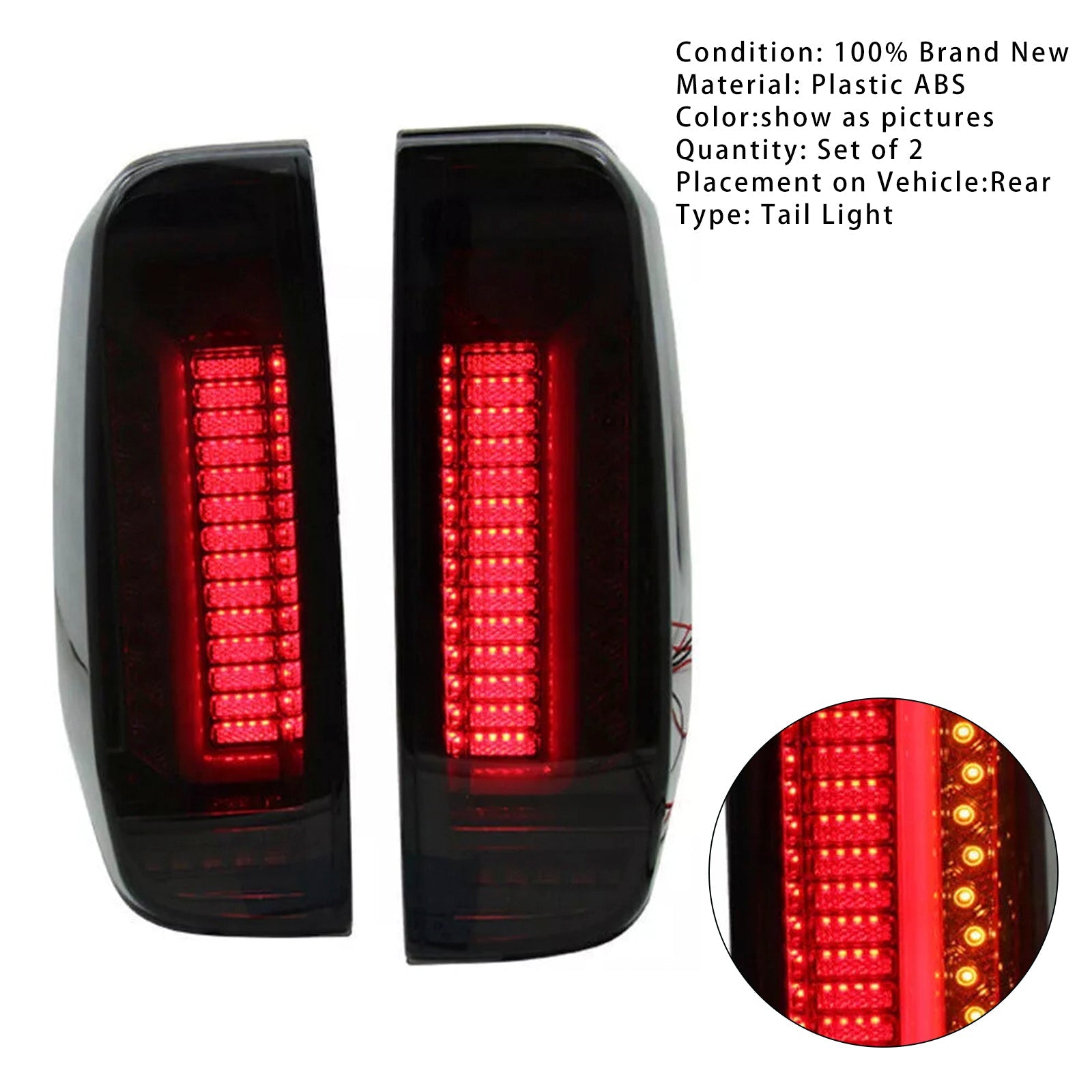 2005-2012 Nissan Navara D40 Frontier Rear LED Tail Light Lamp Pair Smoke