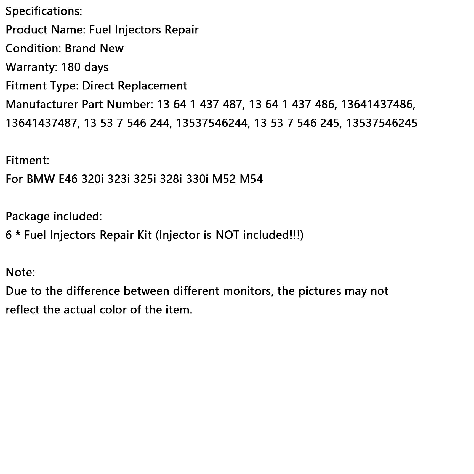 Fuel Injector Repair Kits 13537546244 Fit BMW E46 320i 323i 325i 330i