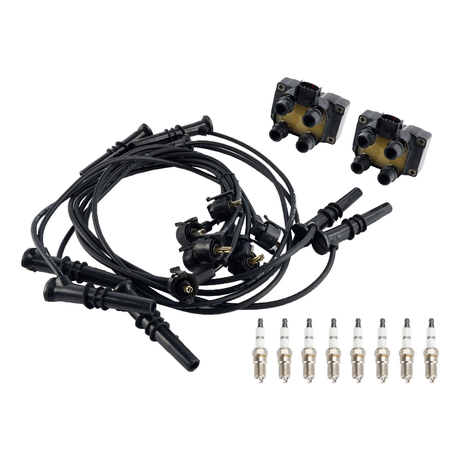 1994-1997 Ford Thunderbird Mercury Cougar V8 4.6L 2 Ignition Coil Pack 8 Spark Plugs and Wire Set FD487 SP432