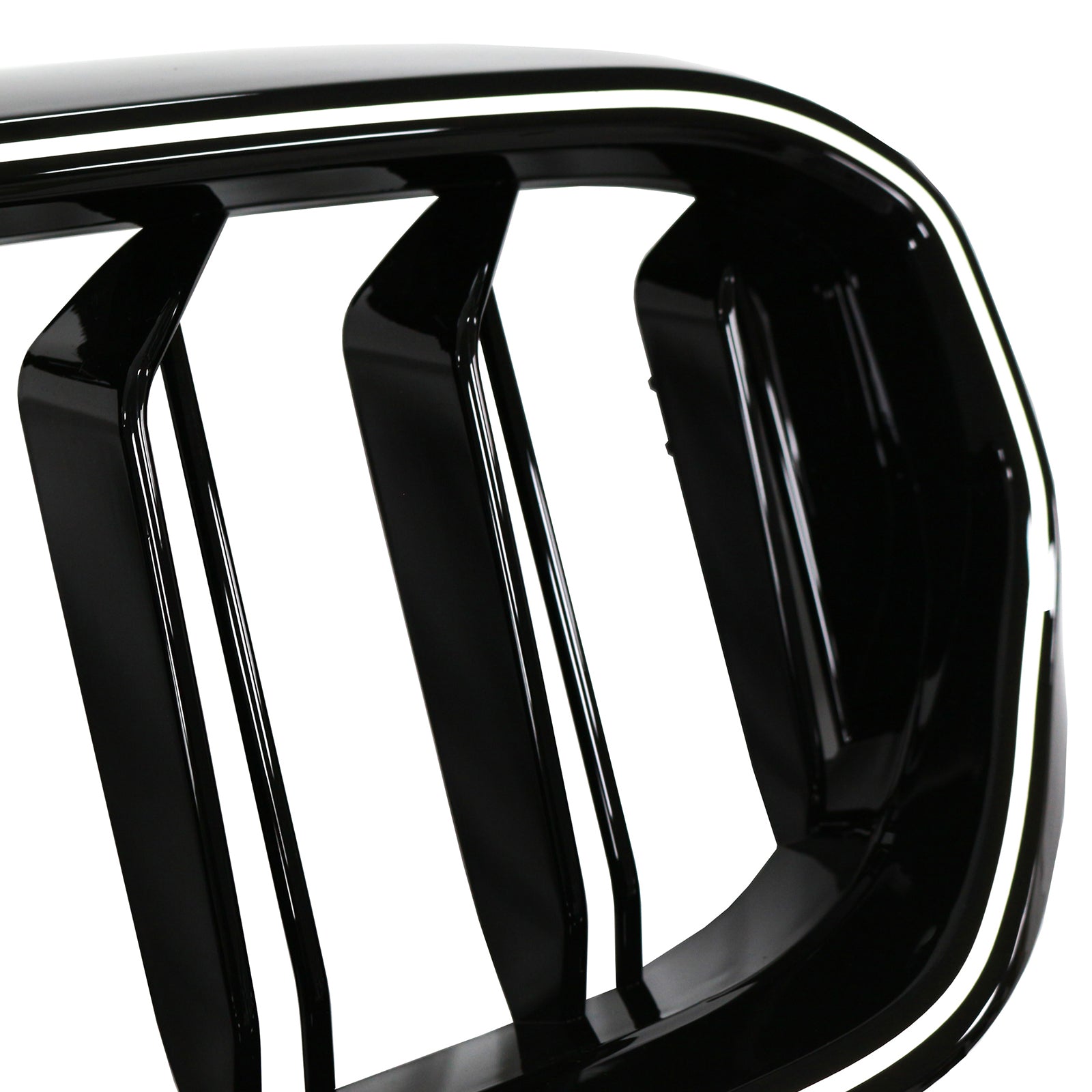 Double Slat Front Kidney Grille Fit BMW 5 Series G30 G38 2021-2024 Gloss Black