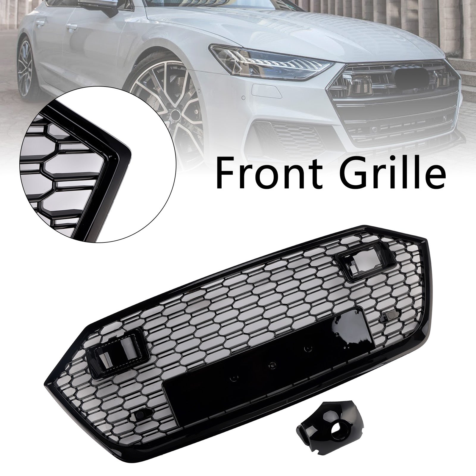 2019-2024 Front Bumper Grille Grill Fit Audi A7 C8 S7 W/ACC Black