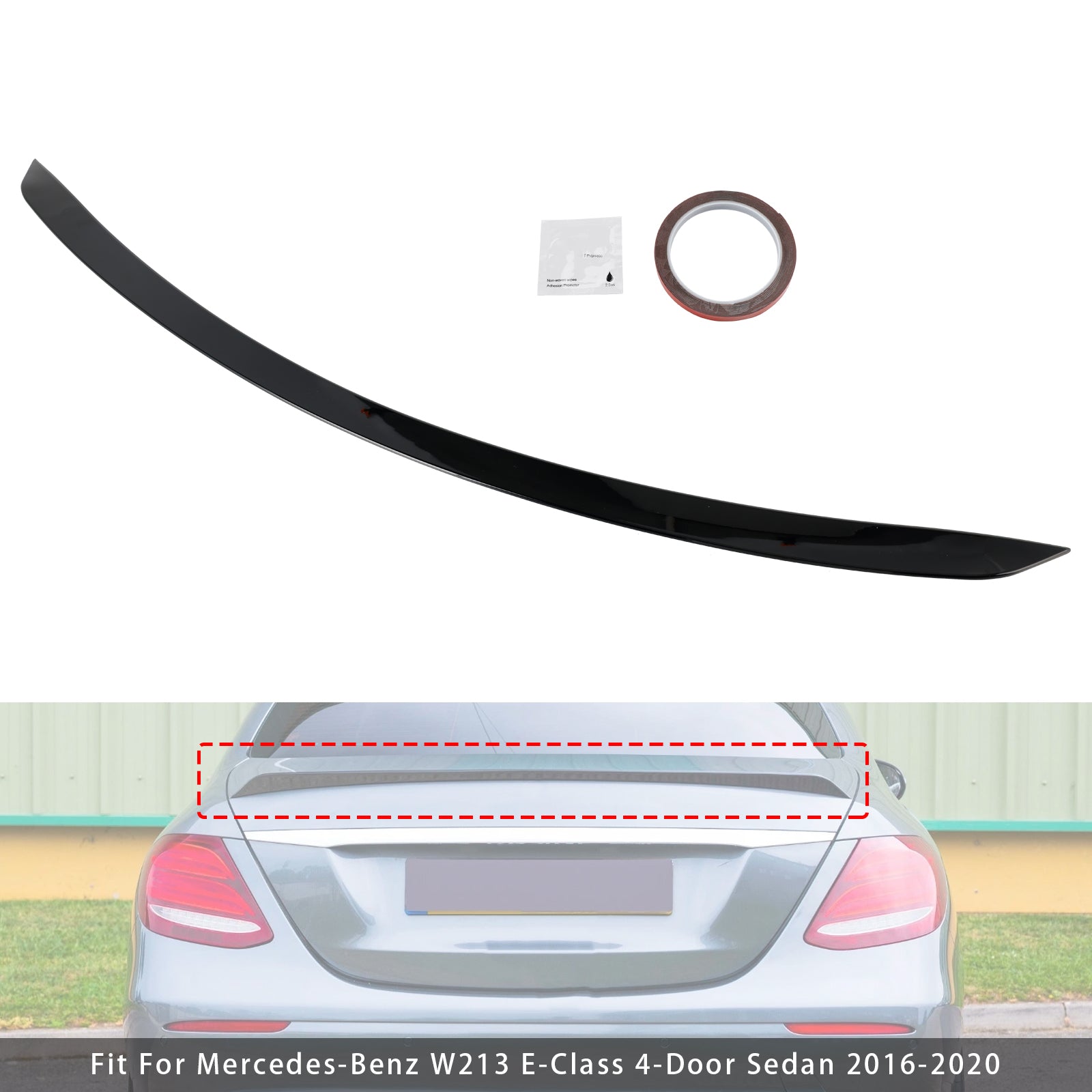 Gloss Black Rear Boot Spoiler For Mercedes E Class W213 2016-2020 E63S Style