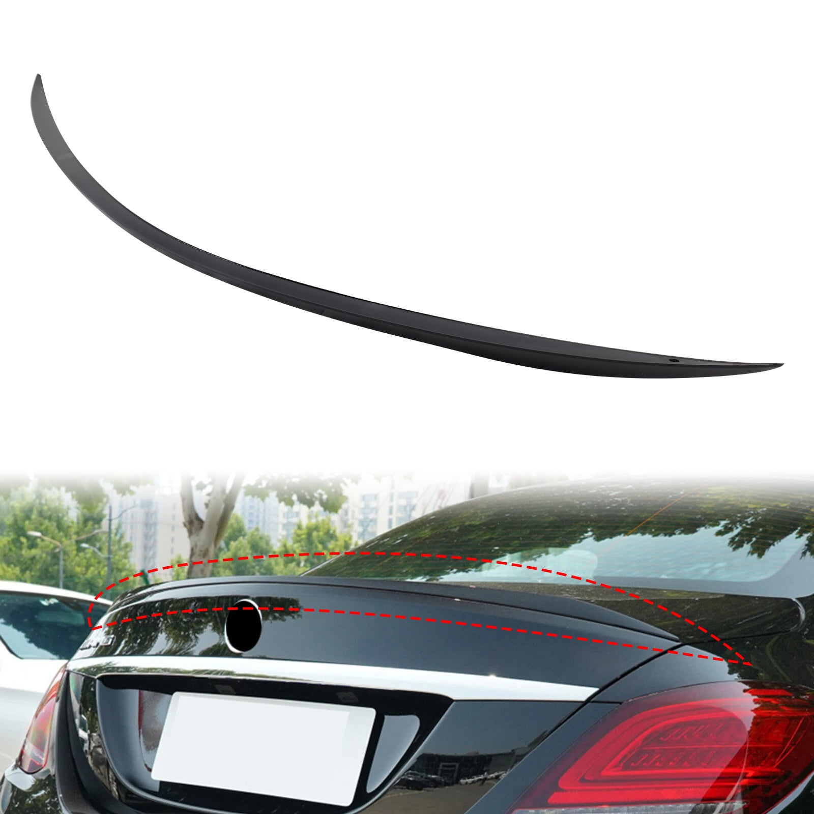 Gloss Black Rear Spoiler For Mercedes-Benz C-Class W205 2014-2121 C63 Style