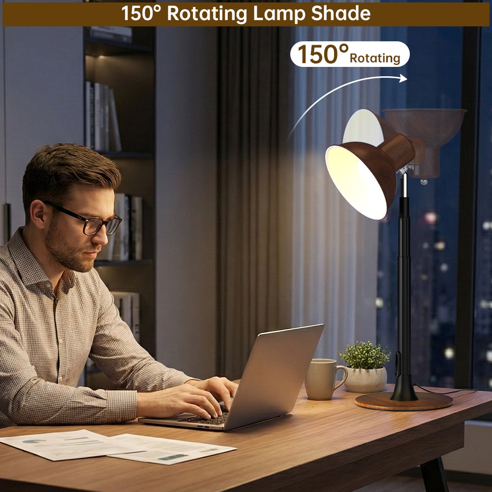 Dimmable for Living Room/Office-Walnut/Black Adjustable LED Floor & Table Lamp 3 Colors