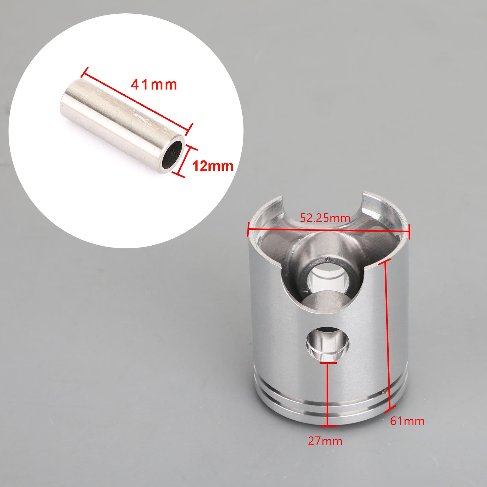 Piston Kit +0.25MM Bore 52.25mm Fit for Yamaha YB100/DX100/AG100/LT2/LT3 100cc Generic