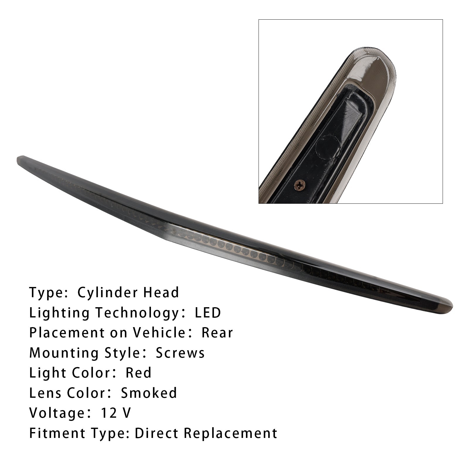 2006-2011 Cadillac DTS Full LED Third 3RD Tail Brake Light Rear Stop Lamp Smoked 25844853