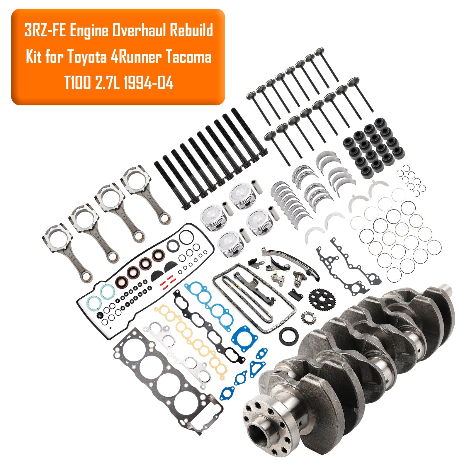 1994-1998 Toyota T100 2.7L 2694CC l4 DOHC 3RZ-FE Engine Overhaul Rebuild Kit 13411-75901 3-3SRH106