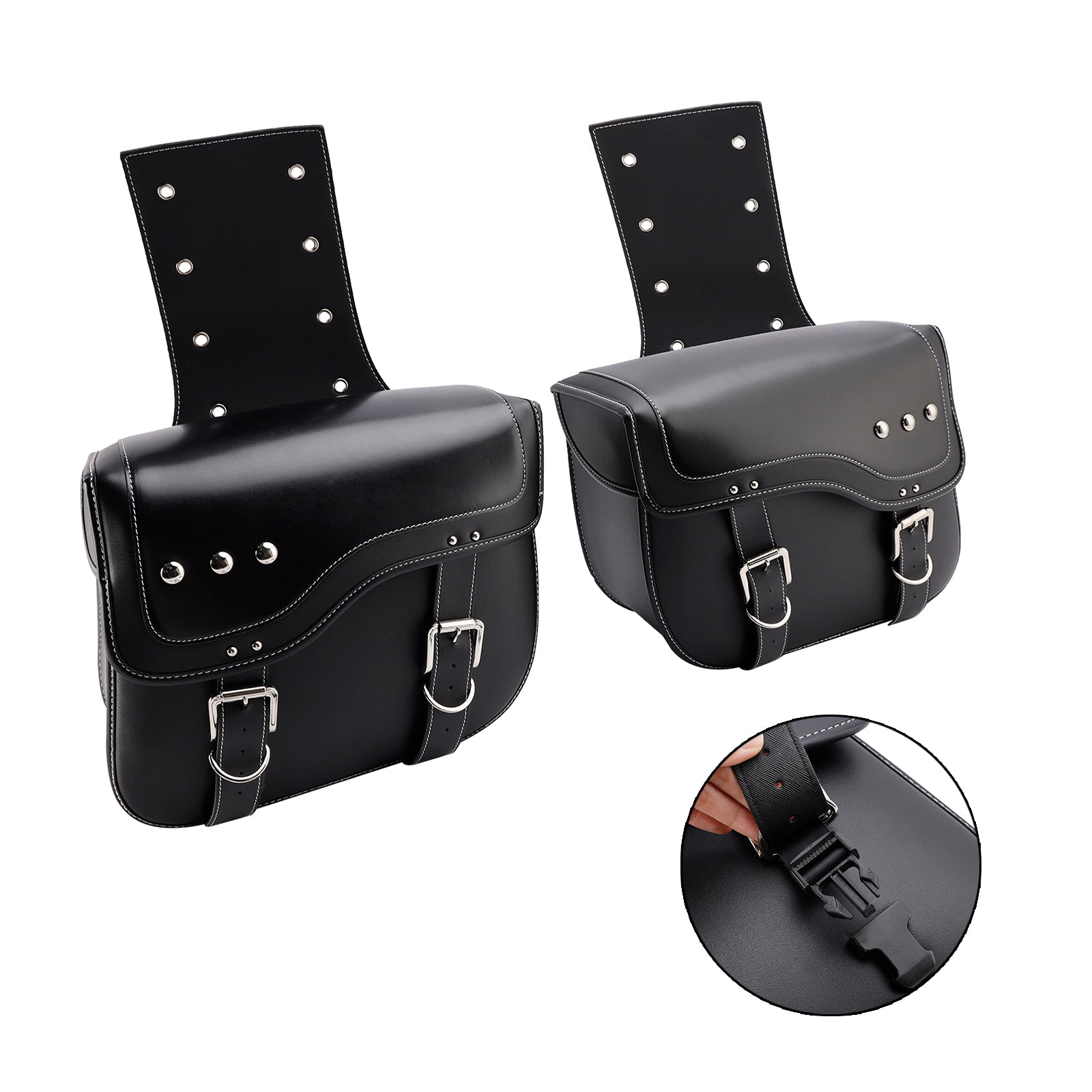 Universal Saddlebag Side Storage Tail Bag Pu Luggage Black 28L For Motorcycle