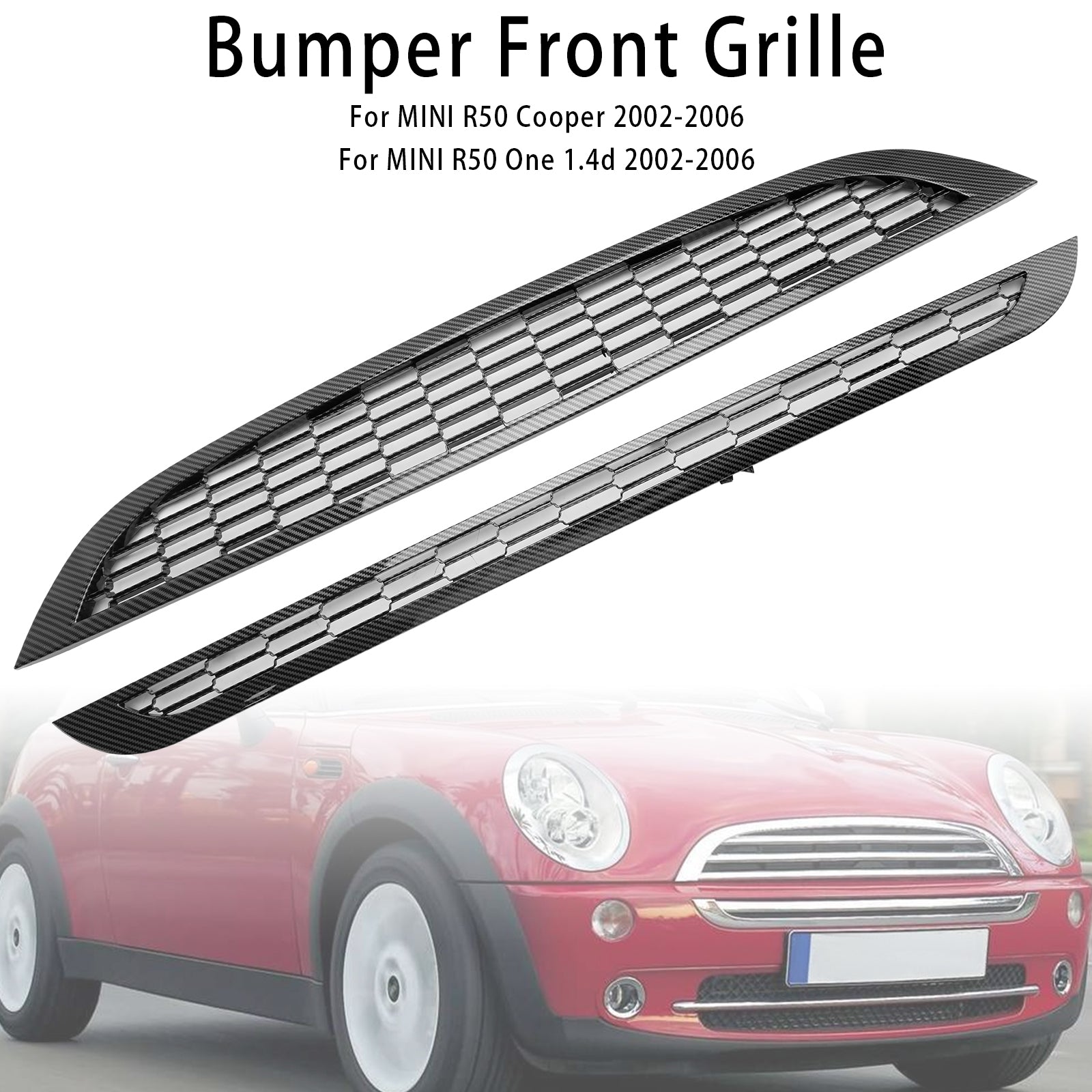 2PCS Honeycomb Mesh Front Grille Grill Fit Mini Cooper R50 R52 R53 2002-2006