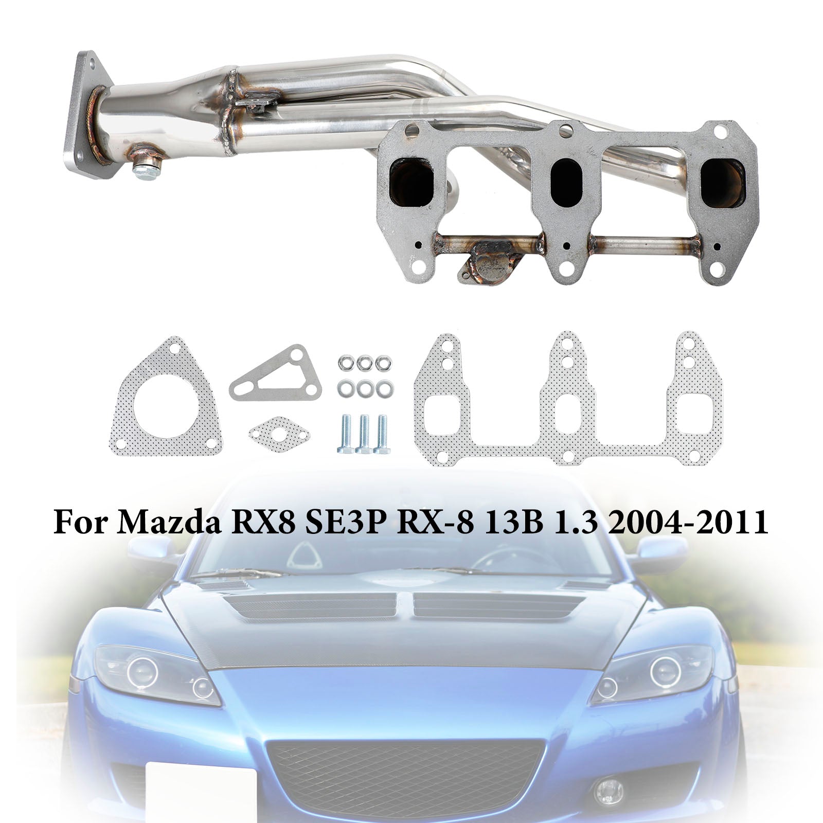 Stainless steel Exhaust Header fit Mazda RX8 RX-8 R3 GT Grand 2004-2011