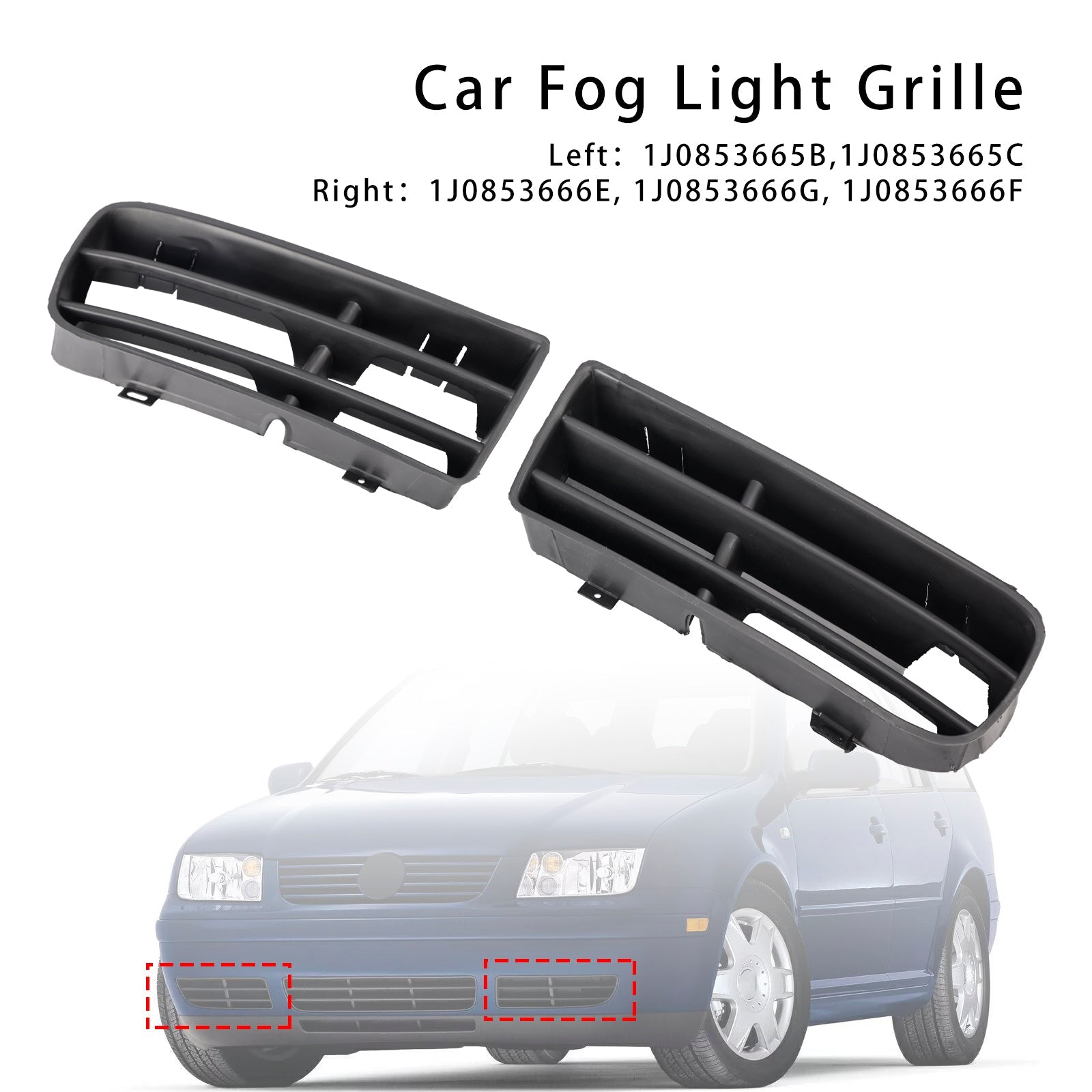 1998-2004 VW Golf IV MK4 1 Pair Front Bumper Fog Light Grill Cover Bezel 1J0853665B 1J0853666E