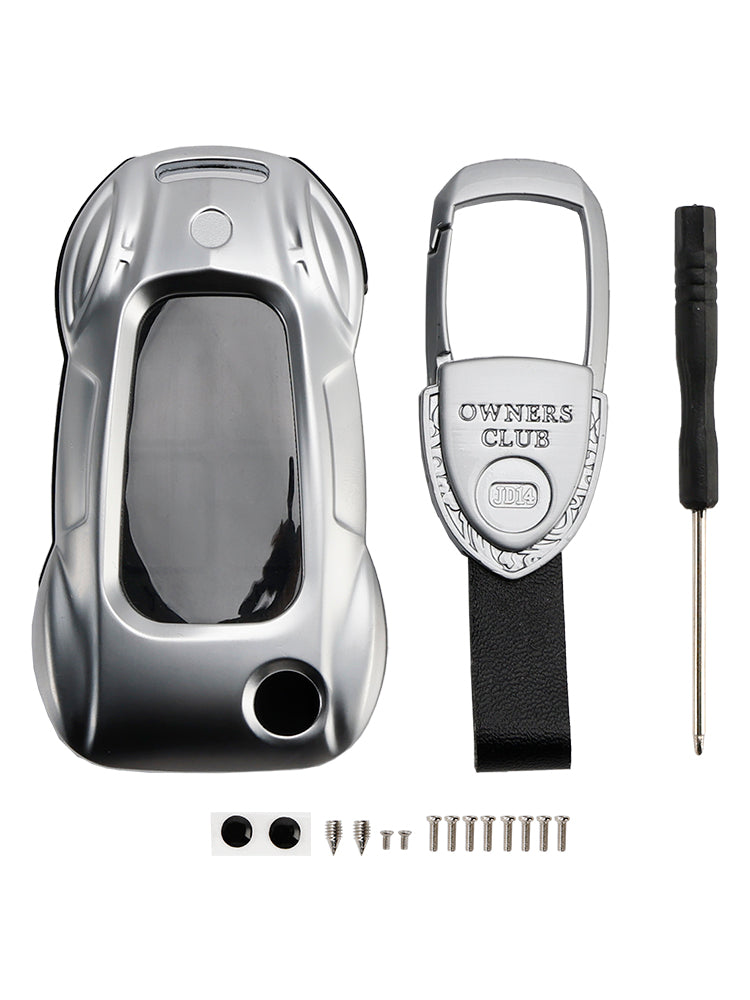 Audi A1 A3 S3 Leather Alloy Zinc Car Key Silvery Case Cover