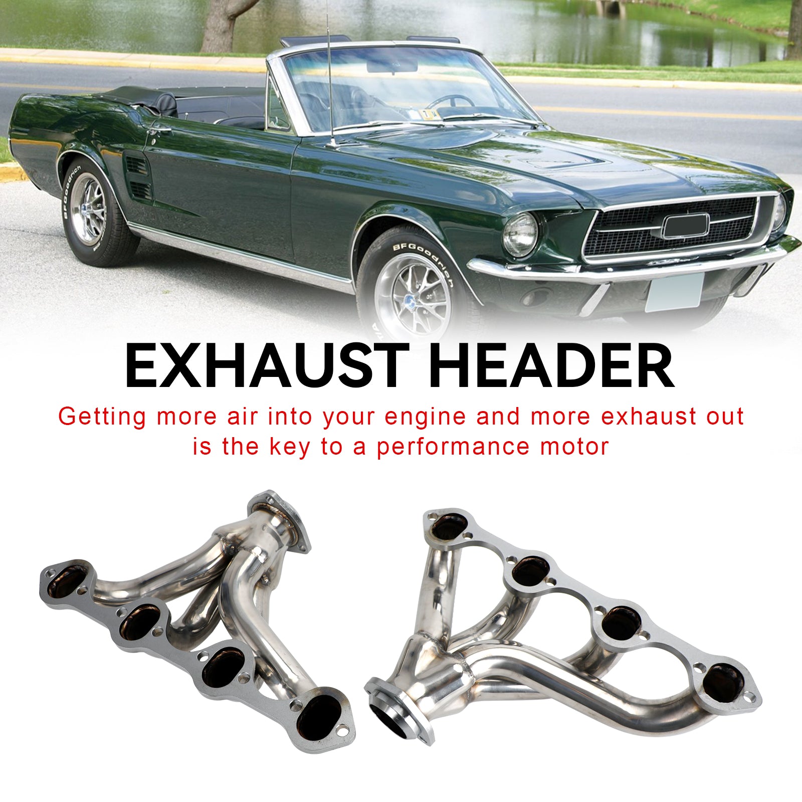 Stainless Hugger Exhaust Headers Fit Ford Short Block Windsor 289 302 351