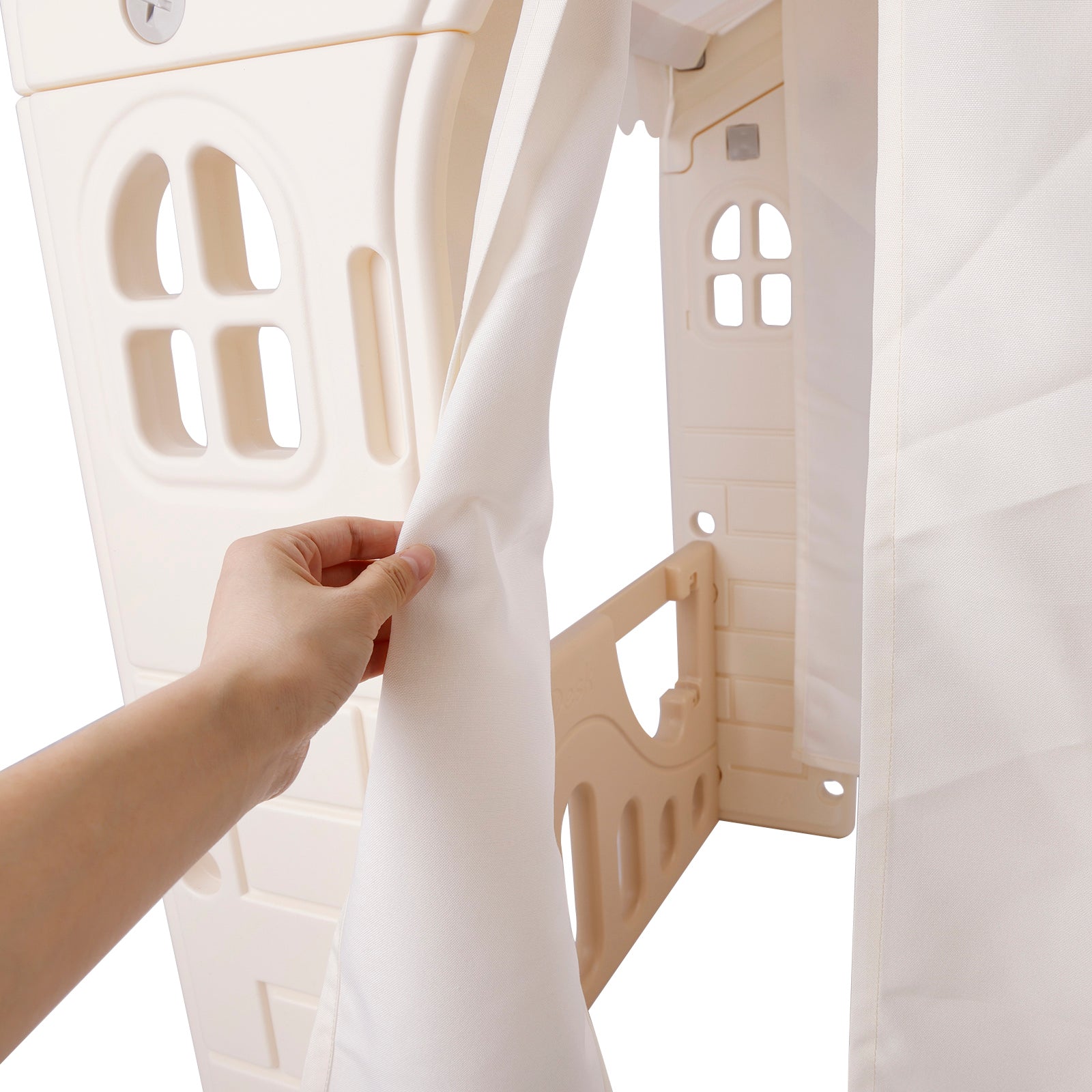 Kid Plastic Outdoor Playhouse With Light Strip And Building Blocks Toddler Toy