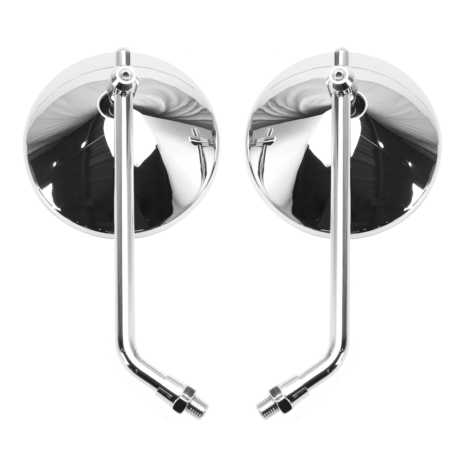 PAIR CHROME 4" ROUND MIRROR 10MM REARVIEW MIRRORS CLASSIC OLD SCHOOL STYLE