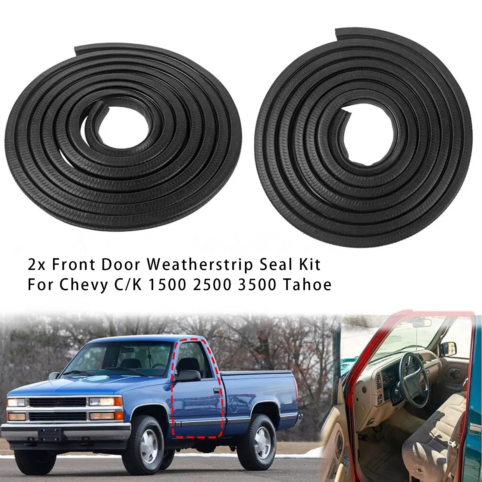 1996-1999 Chevrolet K1500 Front Left & Right 2x Front Door Weatherstrip Seal Kit 1AWSK00228 AM-35015073