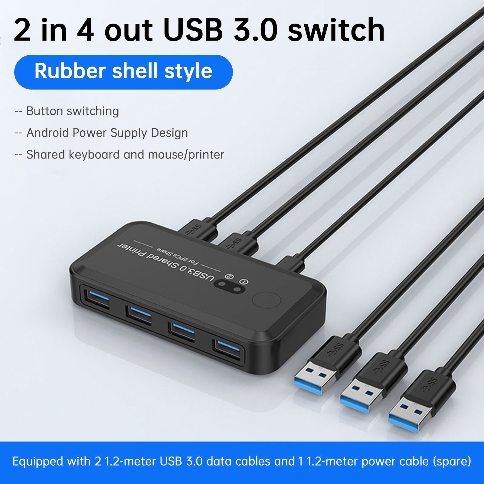 USB3.0 Switcher 2-Input 4-Output Printer Sharing Device Dual Computers Share