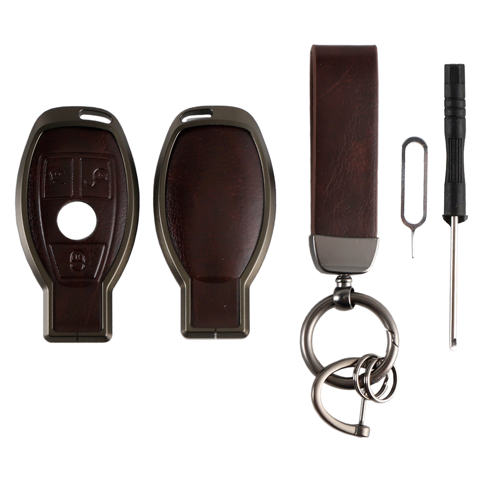 Benz GLC GLK CLS GLA CLA AMG Alloy Aluminum TPU Car Key Brown Case Cover