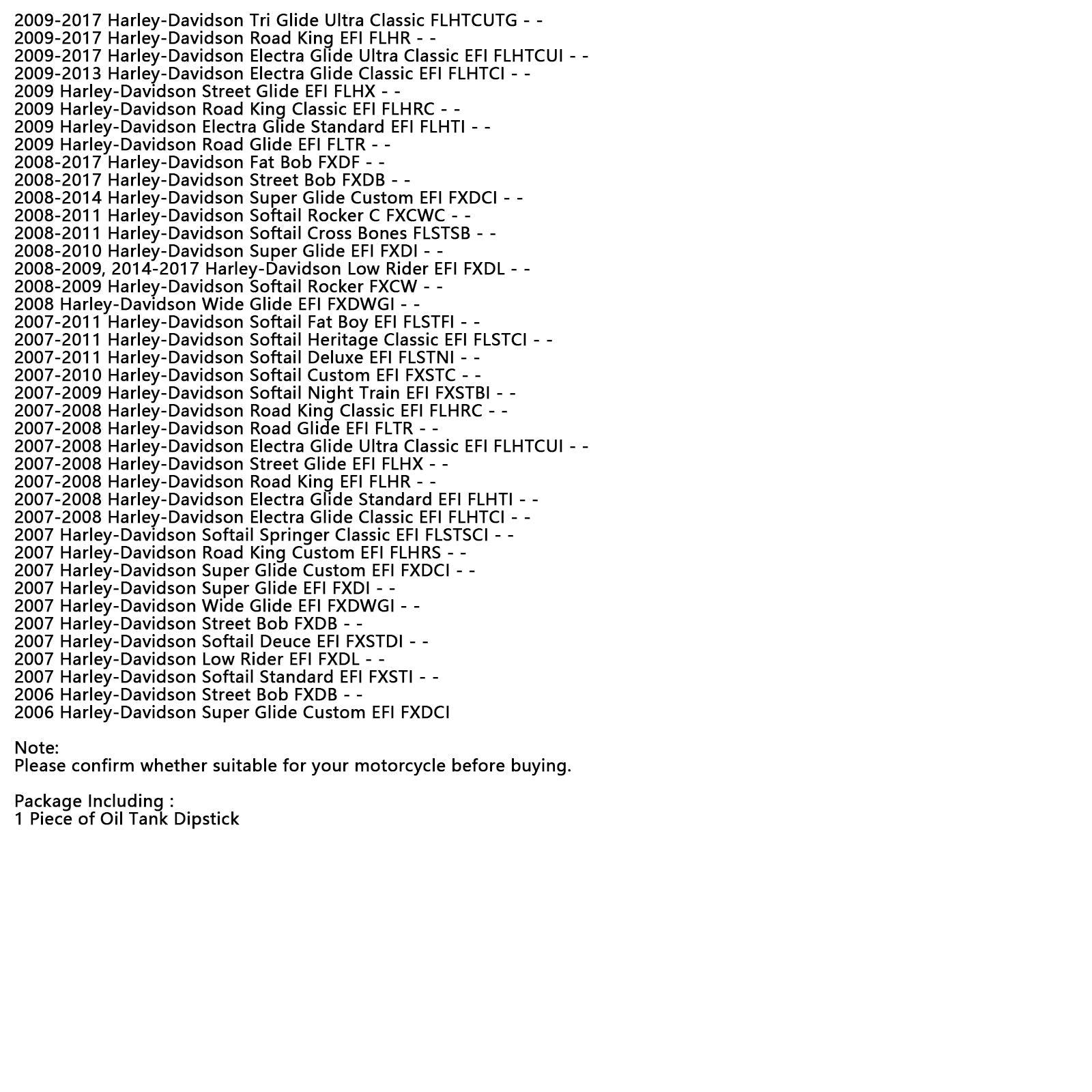 1105-0022 Oil Dipstick Tank Cap Plug For Softail Road Glide 07-19