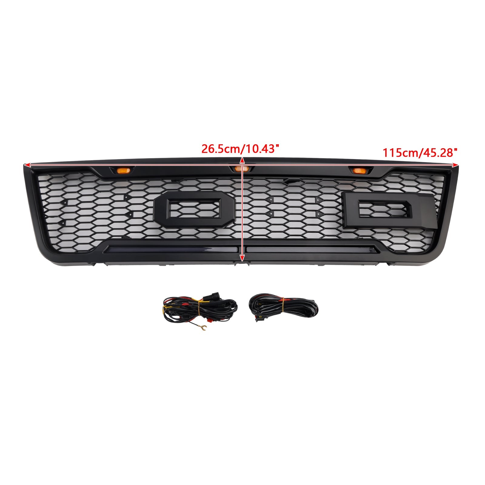 Black Front Bumper Grill Grille Fit Ford E150 E250 E350 2003-2007 With Led