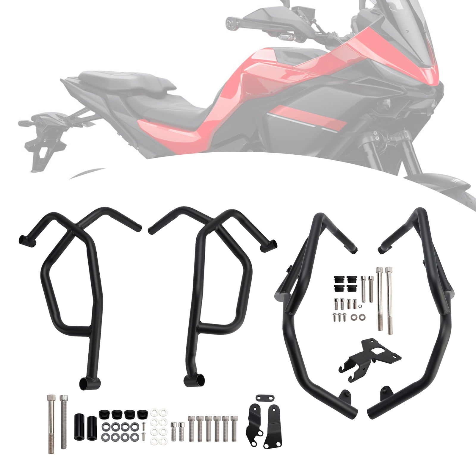 2021-2025 Yamaha Tracer 7 Upper Lower Kit Engine Guard Frame Crash Bar Black