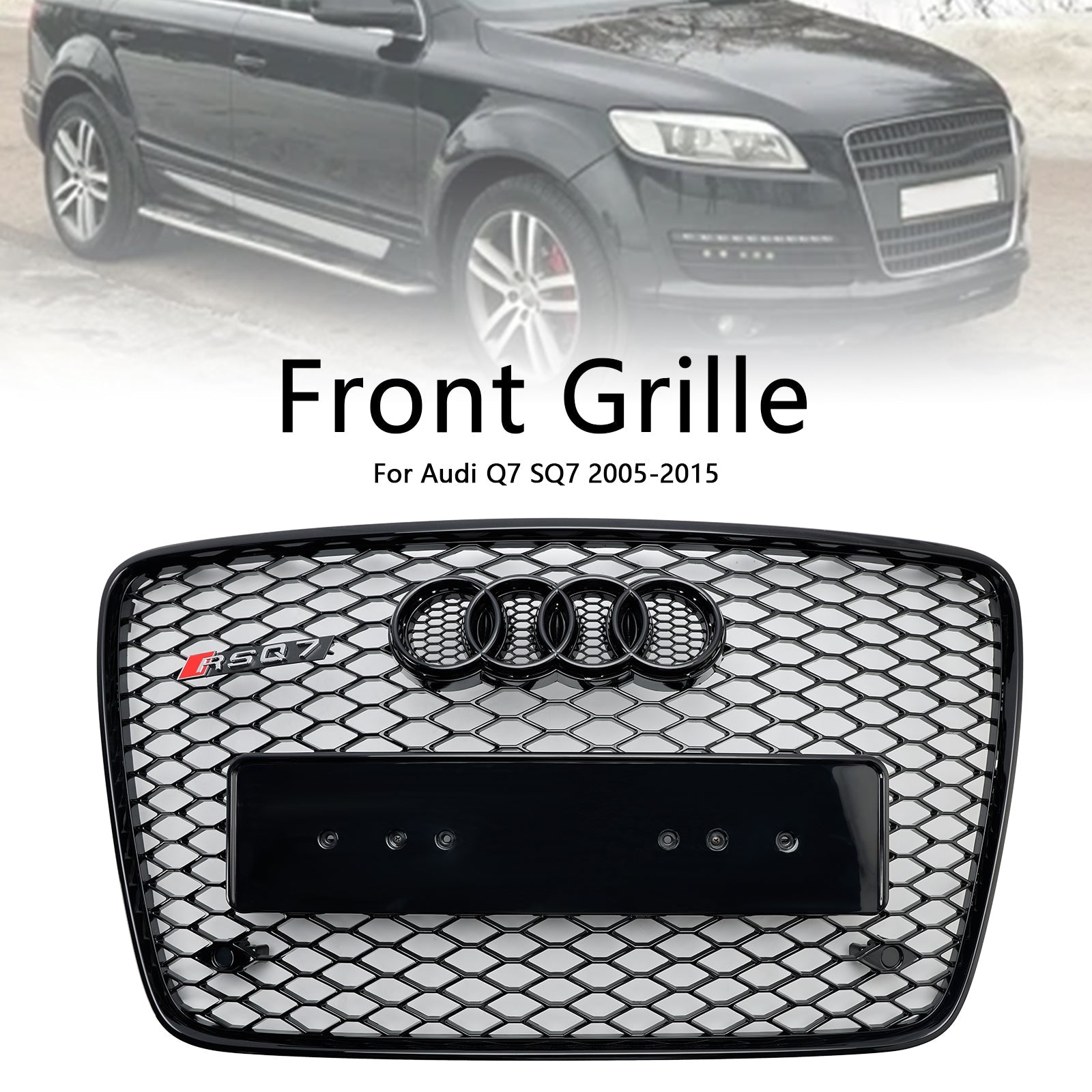 Gloss Black Front Bumper Radiator Vent Mesh Grille Grill Fit Audi Q7 2005-2015