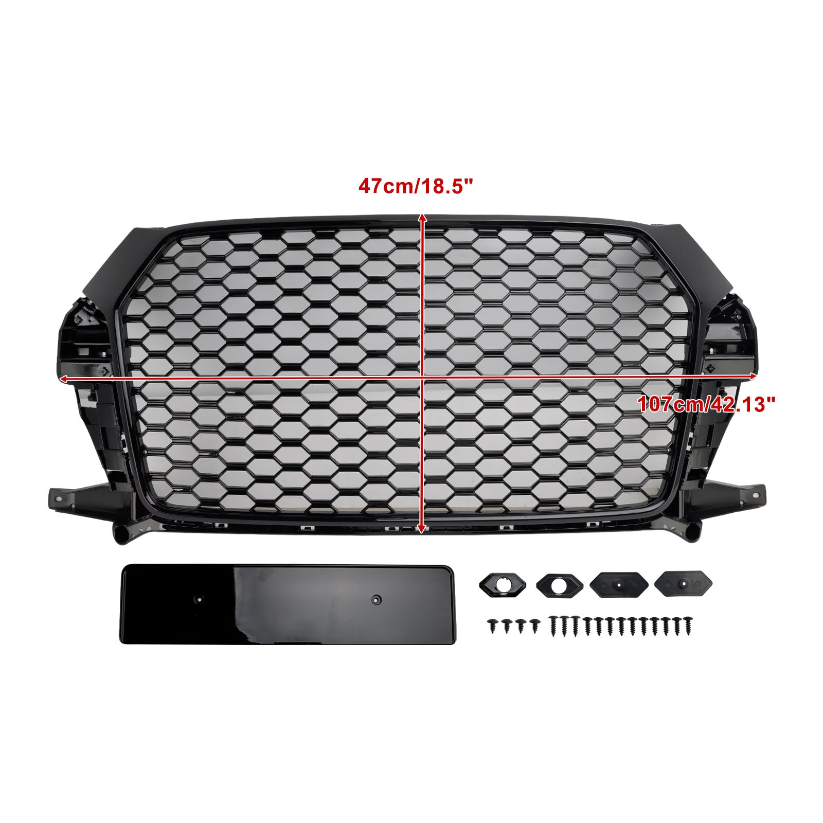 2016-2018 Audi Q3 RSQ3 Style Front Honeycomb Grille Grill Gloss Black