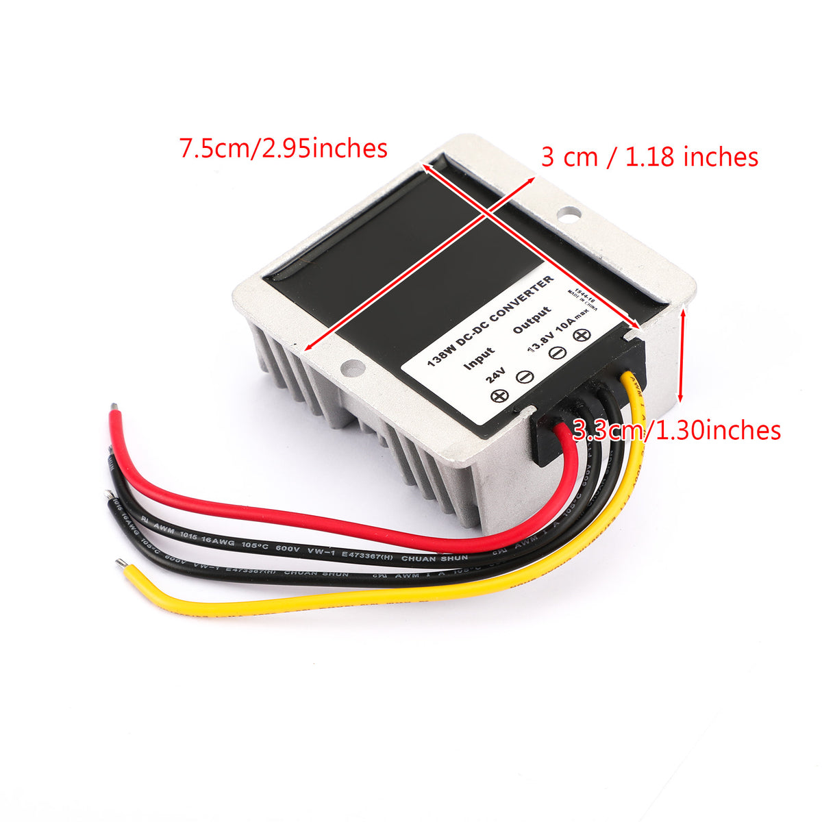Areyourshop WaterProof 24V to 13.8V 10A 138W Step Down DC/DC Power Converter Regulator