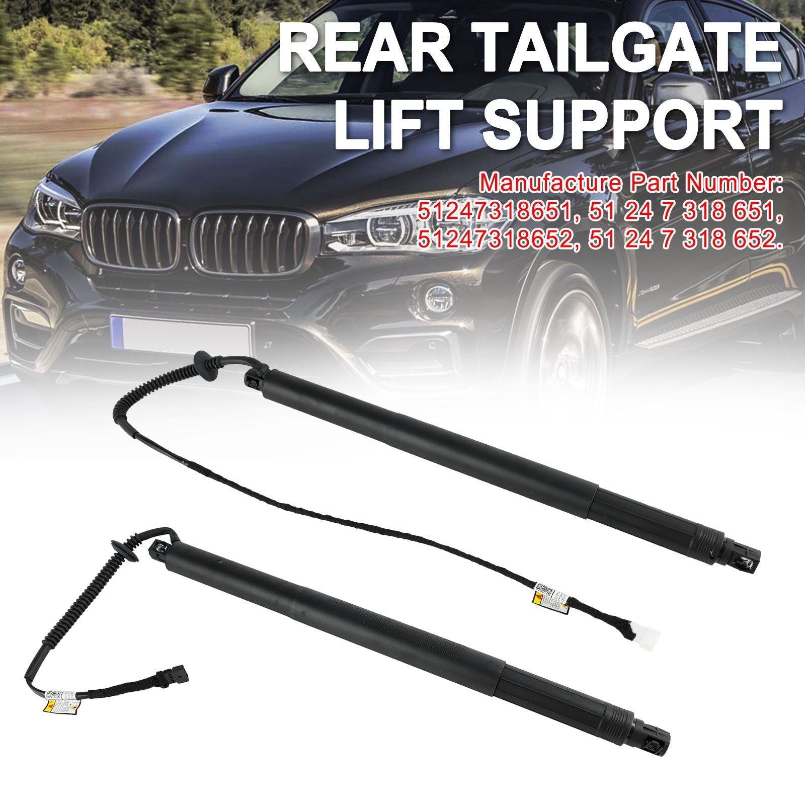 2014-2019 BMW X6 F16 SUV xDrive 30d 2993ccm 258HP 190KW (Diesel) 2PCS Tailgate Power Lift Support 51247318651