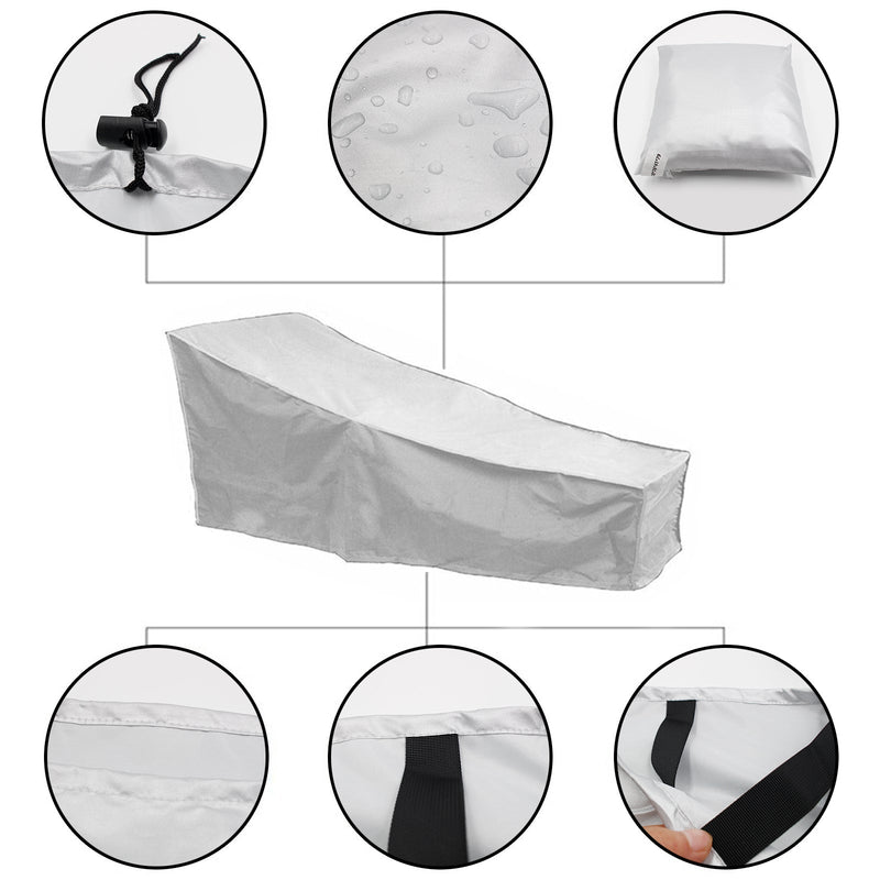 Silver Sun Lounge Chair Dust Oxford Outdoor Garden Furniture Cover Waterproof