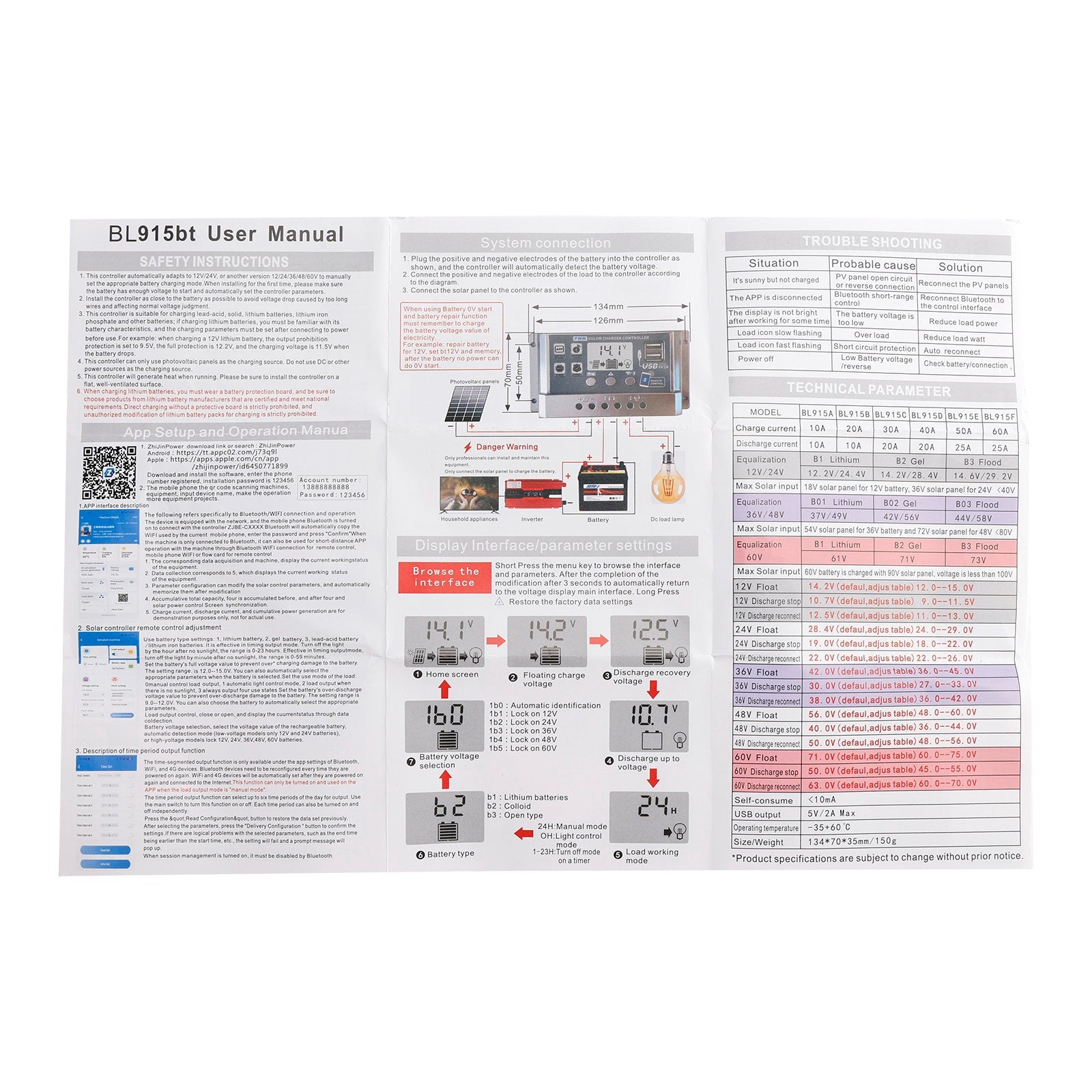 10A-60A PWM Solar Controller Mobile APP Intelligent Control Solar Controller