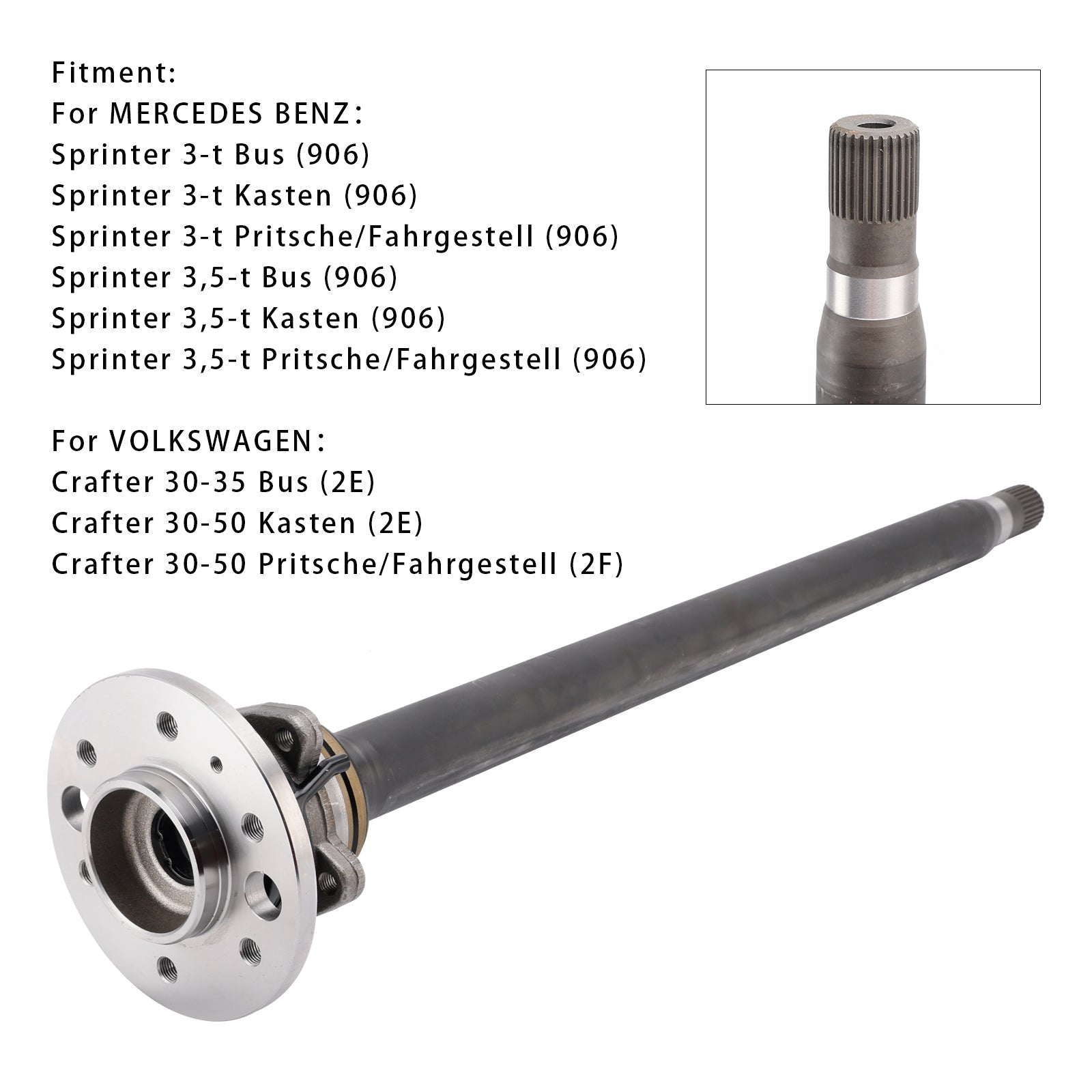 MERCEDES BENZ Sprinter 3-t Pritsche/Fahrgestell (906) Rear Right Drive Shaft Propshaft A9063504010 9063502710