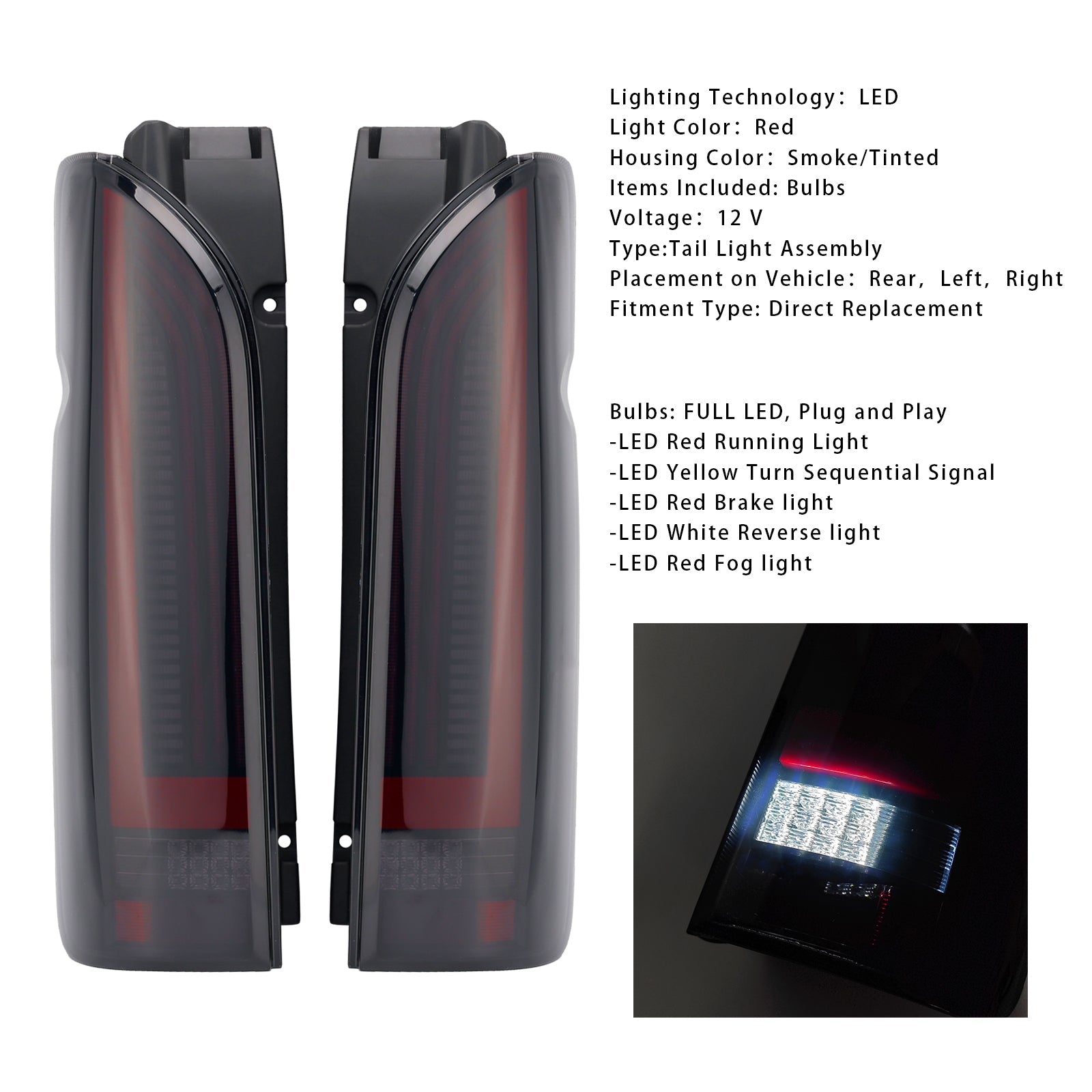 2005-2018 Toyota Hiace Left+Right LED Tail Light Assembly