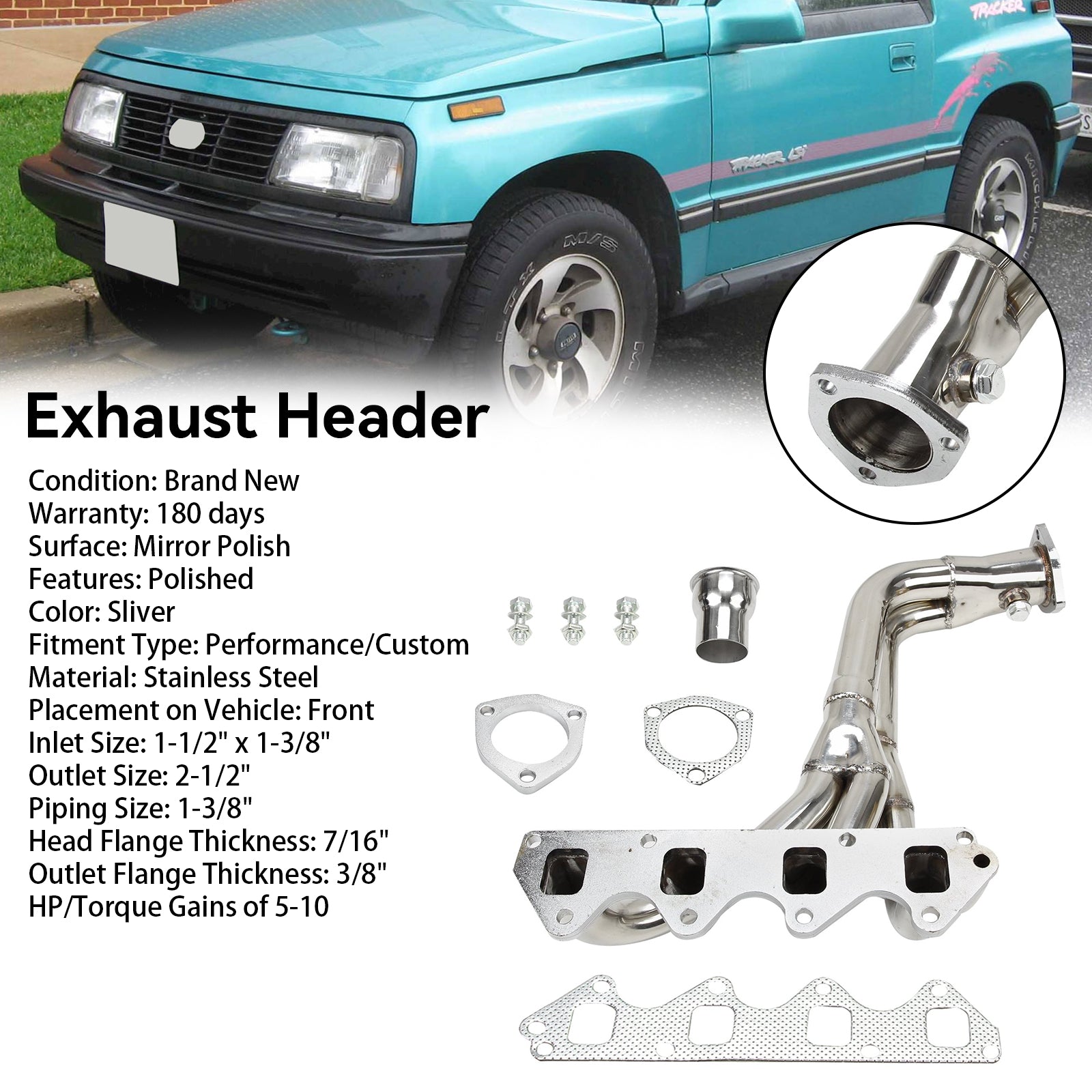 Stainless Manifold Header fit Suzuki Samurai & Geo Tracker 1.3L 1.6L L4 86-96