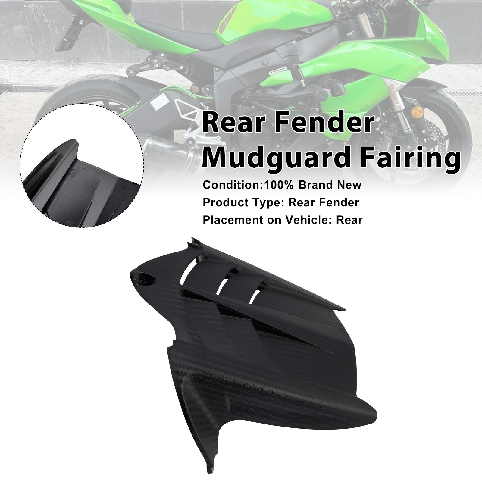 Rear Fender Mudguard Fairing For Kawasaki ZX-6R 636 2009-2025