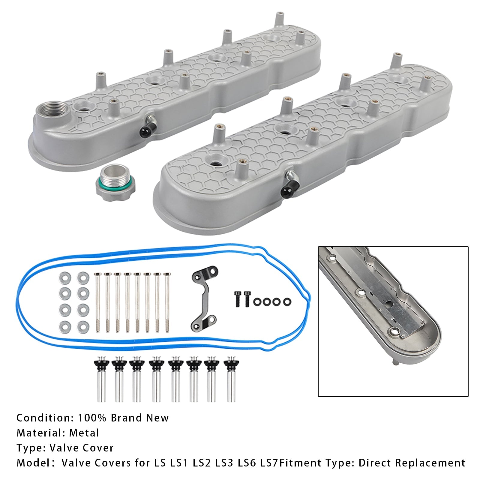 Valve Covers w/Coil Mounts For LS1/ LS2/ LS3/ LS6/ LS7 Similar Soils with 72mm
