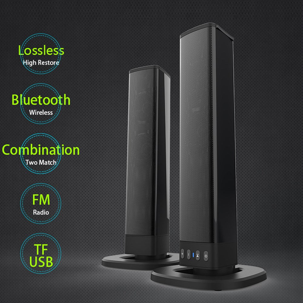 Portable Surround Sound Bar Wireless Subwoofer 2 Speaker System TV Home Theater
