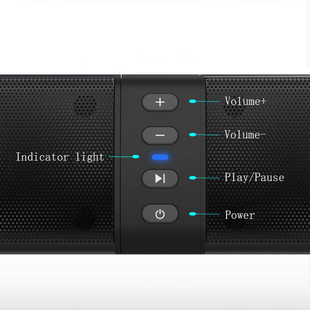 Portable Surround Sound Bar Wireless Subwoofer 2 Speaker System TV Home Theater