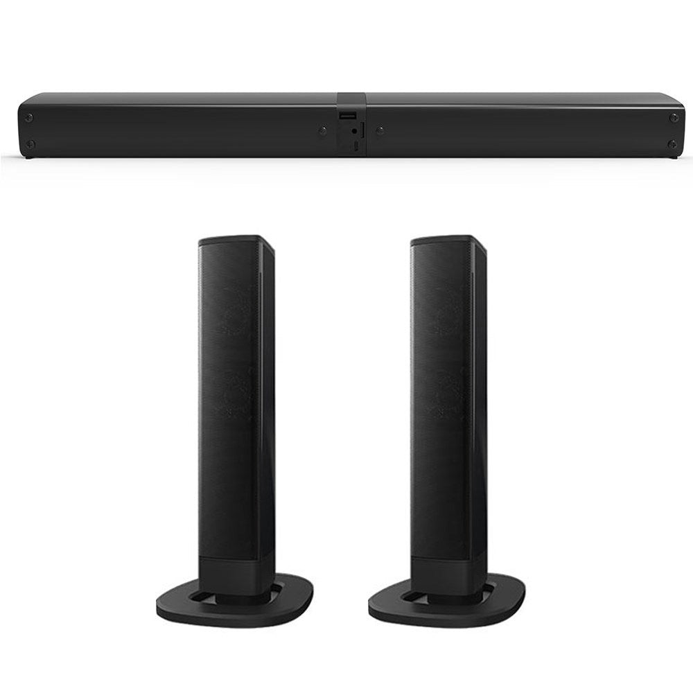 Portable Surround Sound Bar Wireless Subwoofer 2 Speaker System TV Home Theater