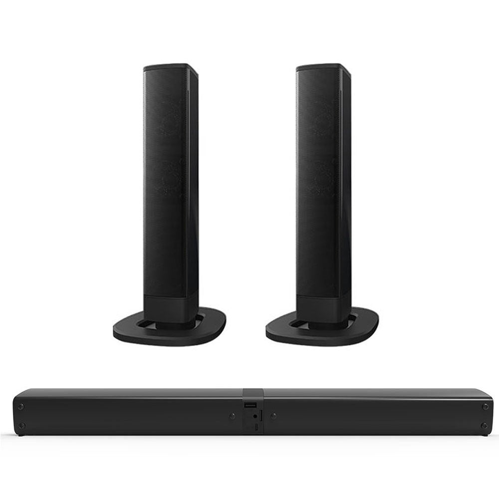 Portable Surround Sound Bar Wireless Subwoofer 2 Speaker System TV Home Theater