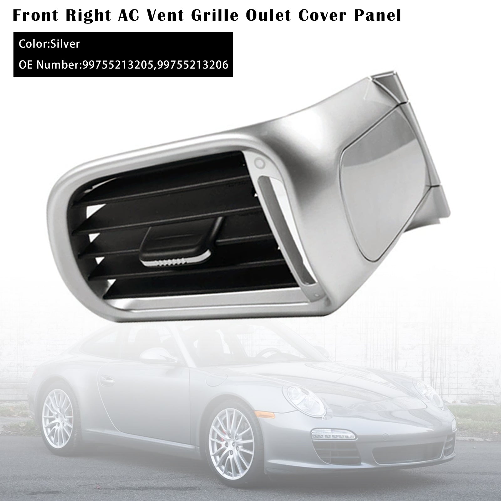 2004-2012 Porsche GT2 GT3 997 Front Right AC Vent Cover Silver 99755213205 99755213206