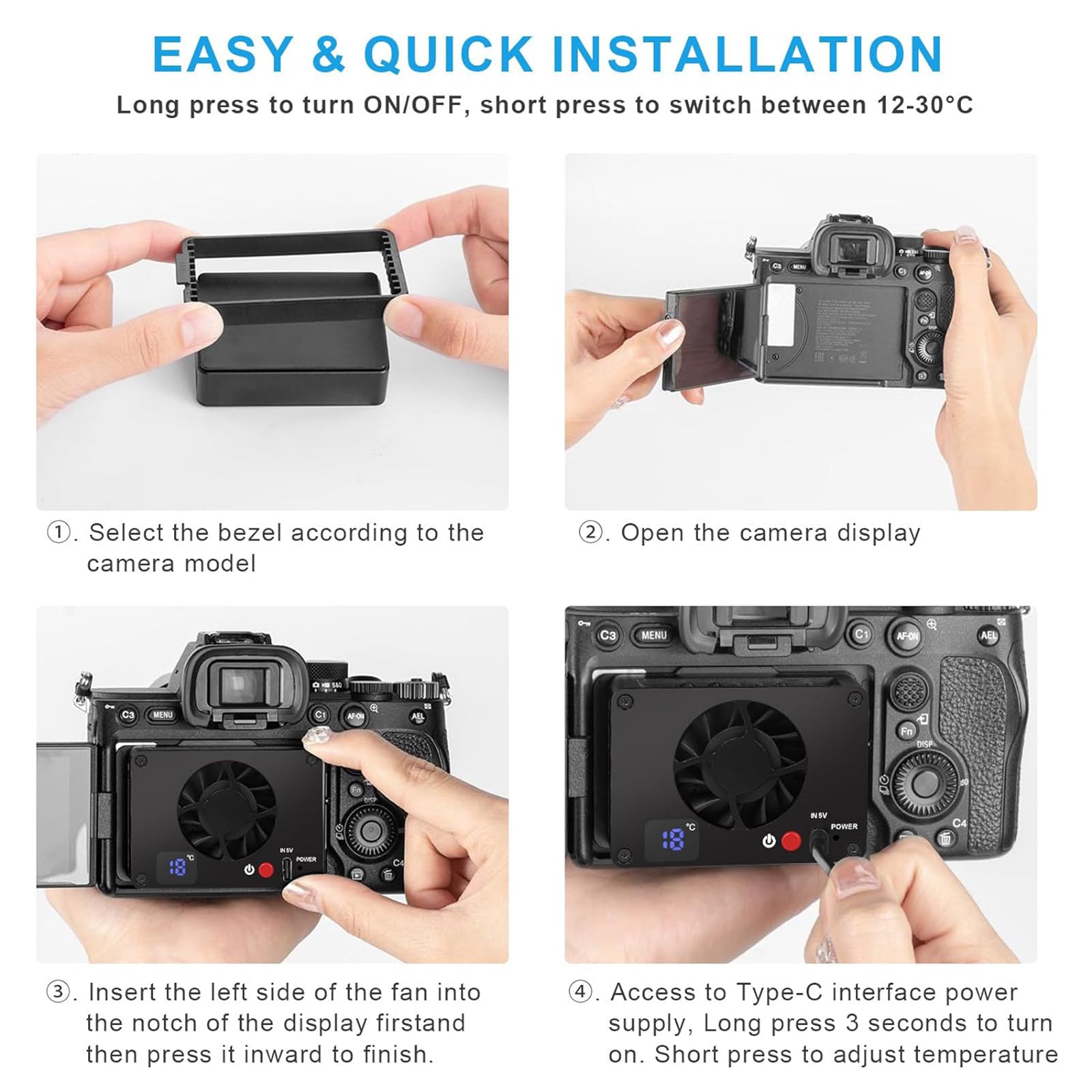 Cooling Camera Radiator Temperature Control Screen Live For Sony Canon R5/R6/R8