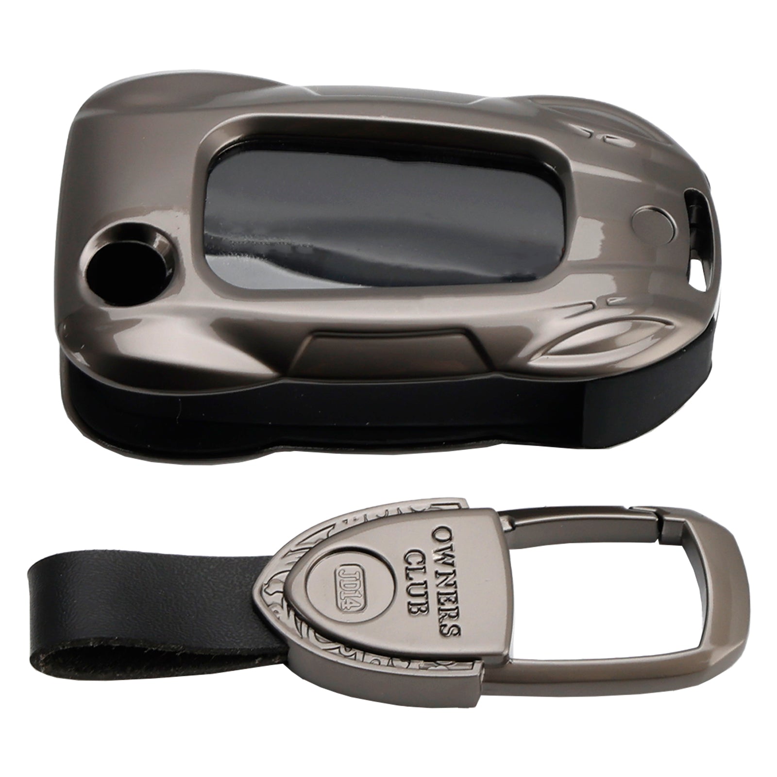 VW Polo Skoda Leather Alloy Zinc Car Key Gray Case Cover
