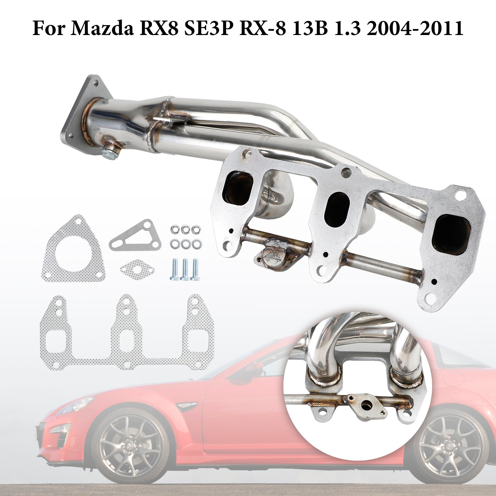 Stainless steel Exhaust Header fit Mazda RX8 RX-8 R3 GT Grand 2004-2011