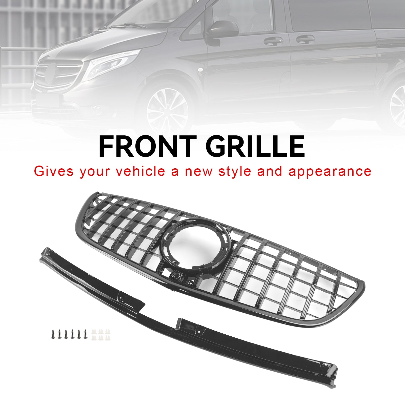 Black Front Grille Grill Fit Mercedes benz vito W447 2020-2023 Facelift