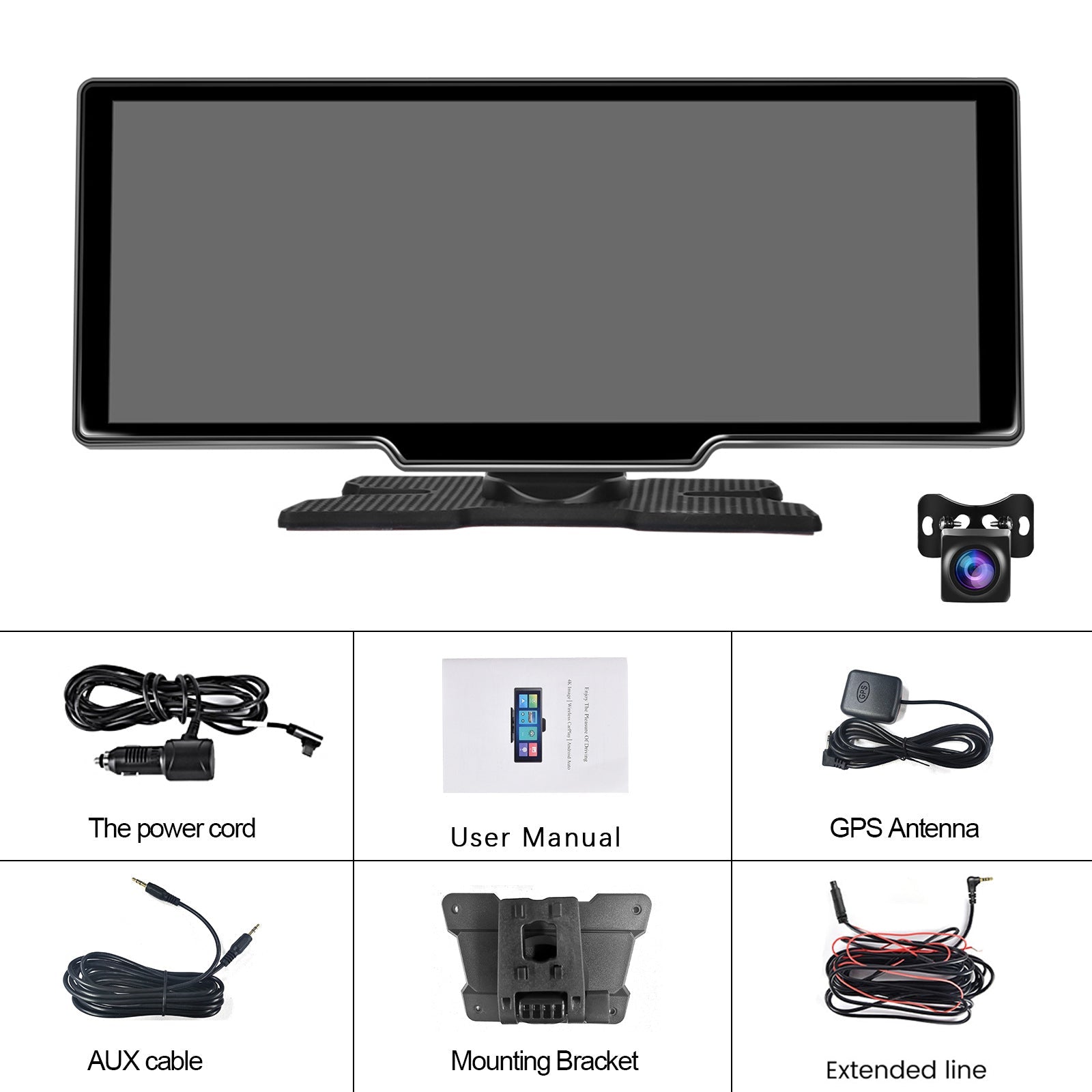 10.26" Portable Bluetooth Car Navigation Carplay Wireless Car Radio + AHD Camera